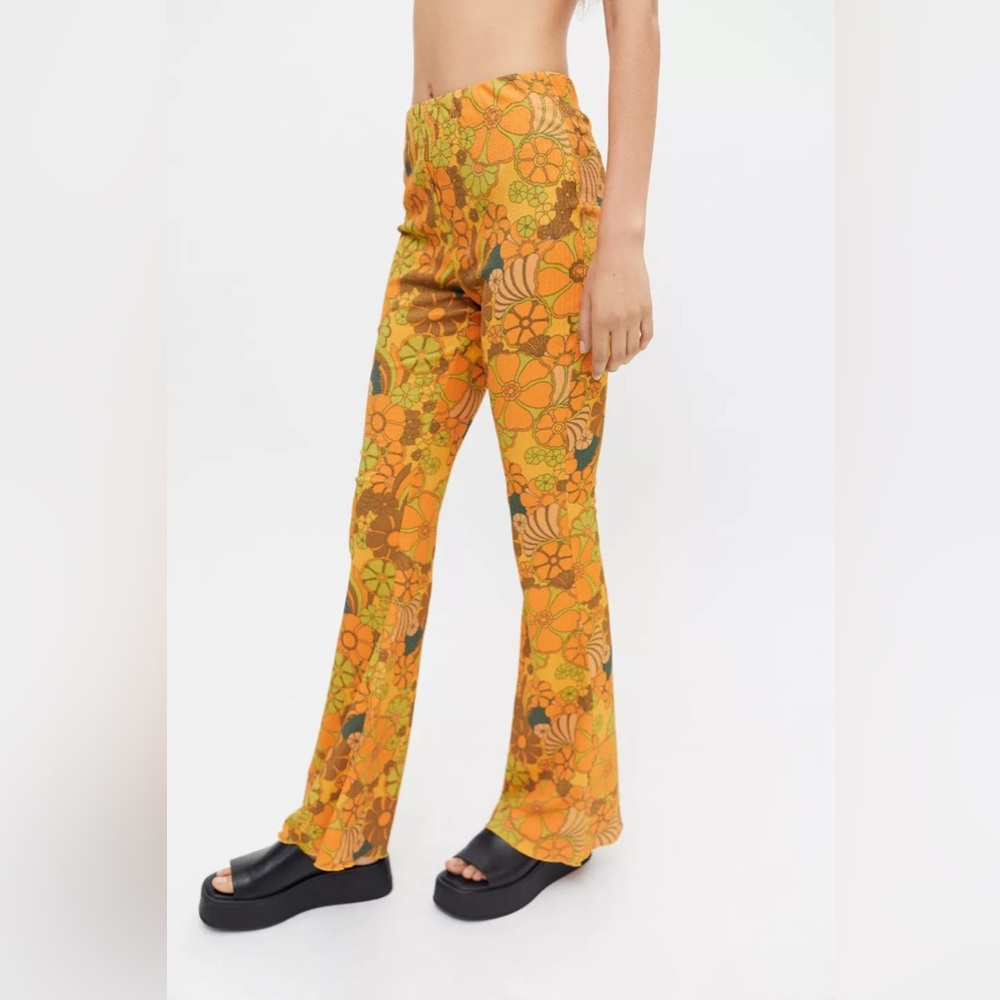 Damson Madder floral psychedelic 60s high waisted flared pants size small/12